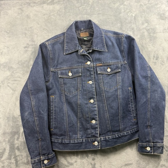 Vtg Womens Ralph Lauren Denim Jeans Jacket Quilt Lined Cotton Blue M EUC - Picture 4 of 11